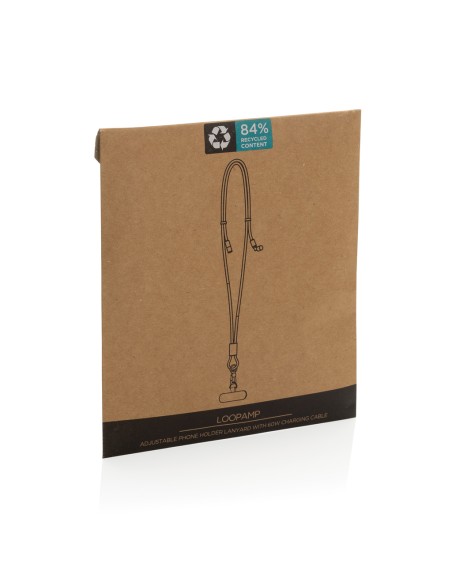 Cavo lanyard 60W regolabile LoopAmp in rPET RCS 160cm Cavo lanyard 60W regolabile LoopAmp in rPET RCS 160cm